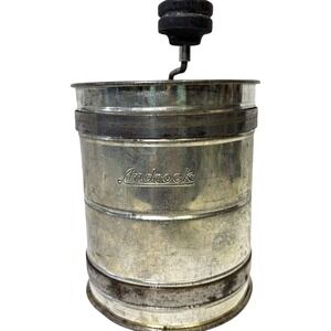 Androck Screen Flour Silver Sifter Black Wood Knob & Handle 6" High Vintage‎